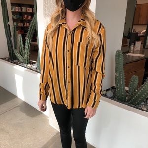 Yellow stripe button down blouse.